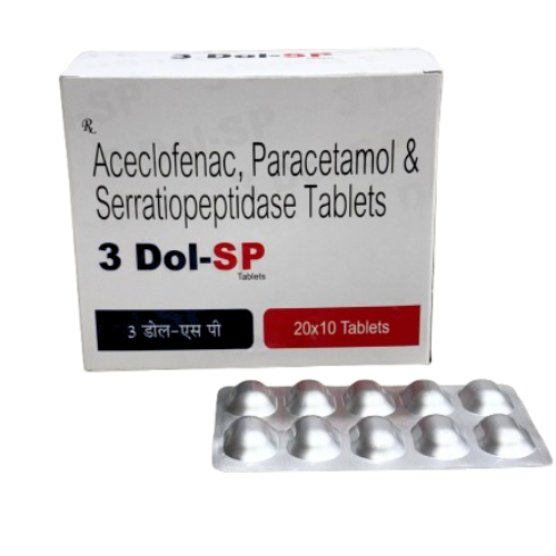 3 Dol-SP - Aceclofenac, Paracetamol & Serratiopeptidase Tablets by Stonefort Bioceutical