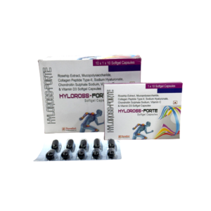 Hyloross-Forte - Rosehip Extract, Mucopolysaccharide, Collagen Peptide Type-II, Sodium Hyaluronate, Chondroitin Sulphate Sodium, Vitamin C & Vitamin D3 Softgel Capsules by Stonefort Bioceutical