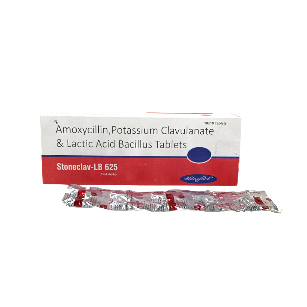 Stoneclav-LB-625 - Amoxycillin, Potassium Clavulanate & Lactic Acid Bacillus Tablets by Stonefort Bioceutical